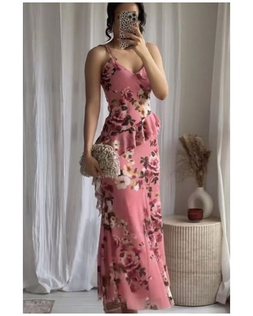 Zara Pink Midi Skirt Matching Top Co Ord Set M Holiday Trendy in Floral |  Stylemi