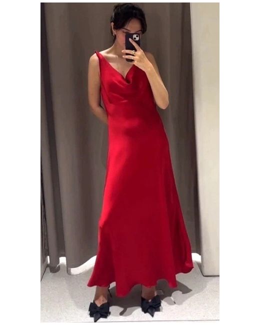 red backless dress zara Red