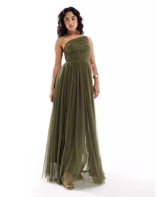 Lace and Beads Bridesmaid dress soft olive- in Green | Stylemi