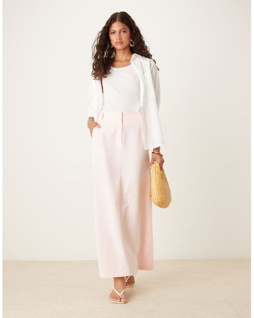 Asos Design linen look waistcoat maxi dress with poplin skirt and white in  Dark Blue | Stylemi