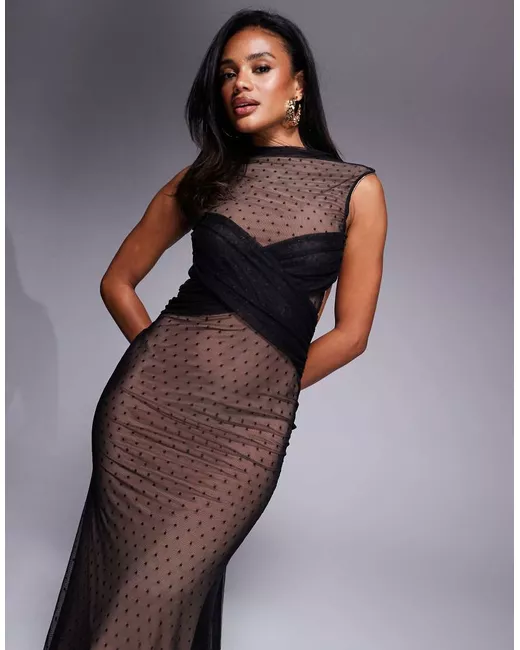 Asos DESIGN high drape neck satin maxi dress UK 14 | Stylemi