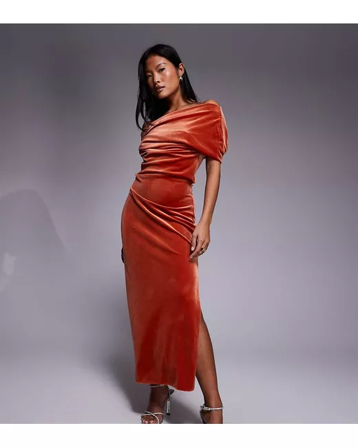 slim fit dress slacks Rare London Women's Olive Fallen Shoulder Burnout Maxi Dress 10 main image 1