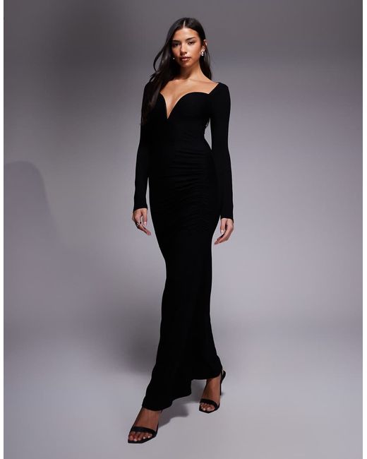 white christmas dresses ASOS DESIGN maxi dress with long sleeve and circle trim in floral prin