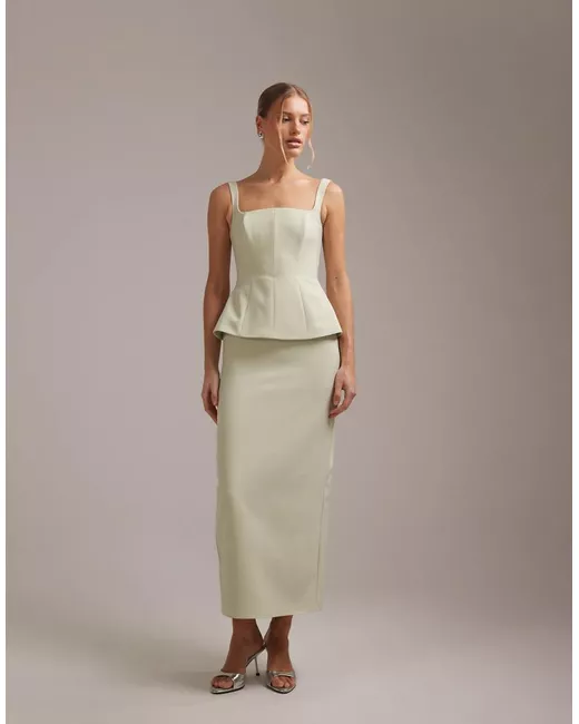 Asos Design structured square neck bridesmaids dress lemon- in Yellow |  Stylemi