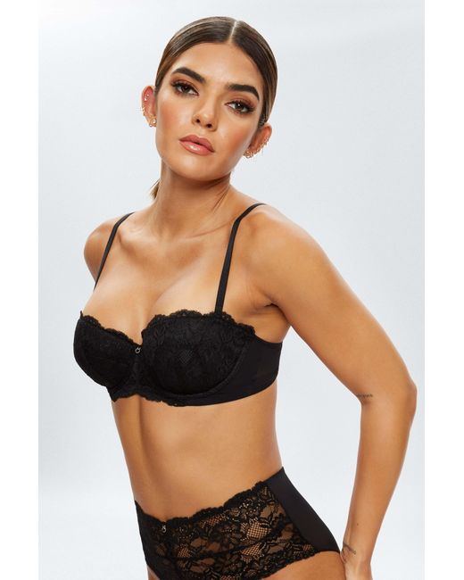 Ann Summers Truthful Metallic Embroidered Non Padded Balcony Bra With  Hardware Detail in Pink