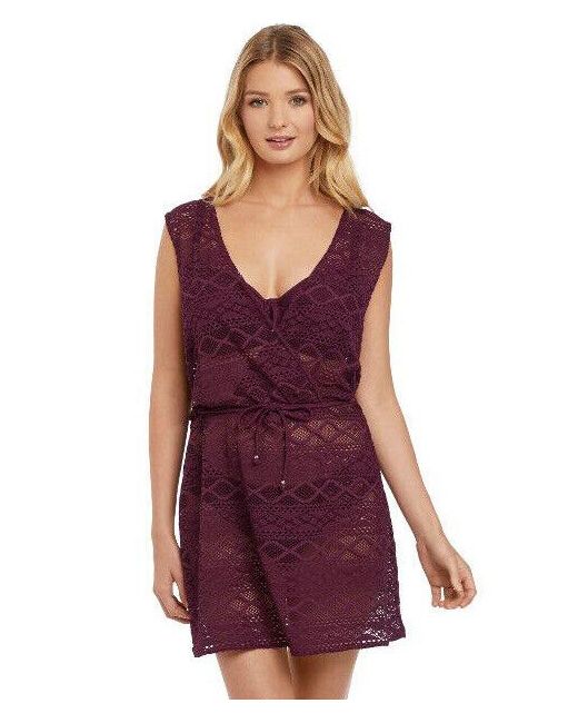 Freya Sundance Crochet Beach Dress Cover Up UK M 12 in Purple | Stylemi