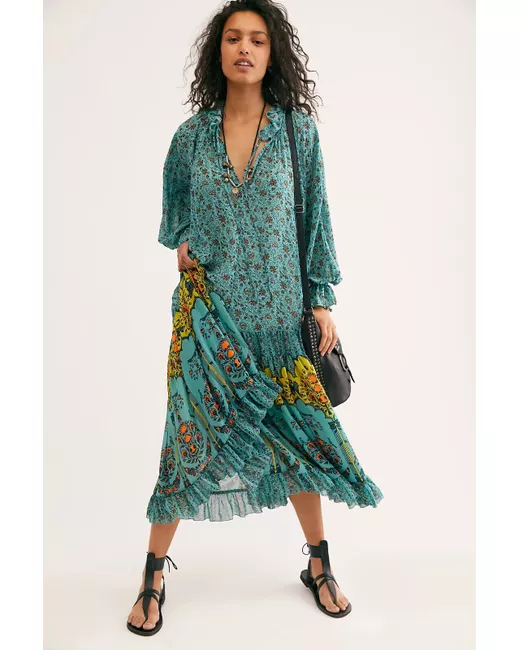 knee length dresses for ladies Feeling Boho Tiered Maxi Dress S / Sky Blue