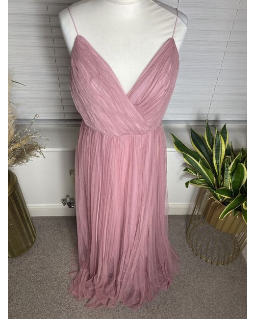 Asos design Cami Pleated Tulle Maxi Dress rose 12 BNWT in Pink | Stylemi