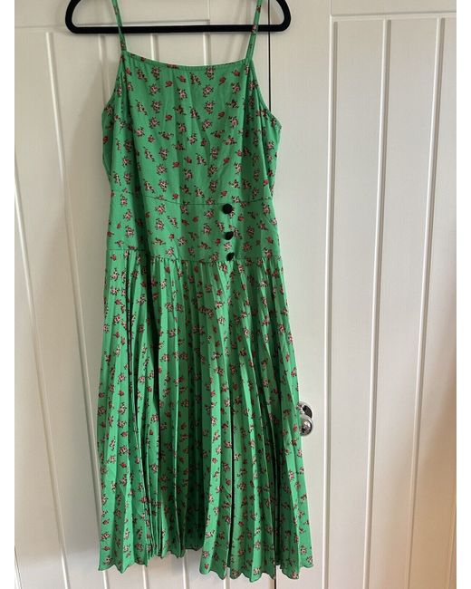 Asos Floral Strappy Pleated Dress 14 in Green | Stylemi