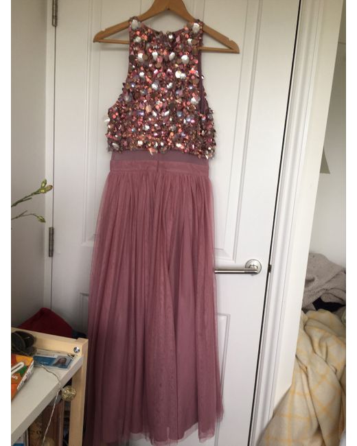 open lace back dress Rent Asos Design Shirred Bunny Tie Prom Midi Dress In Rose Pink