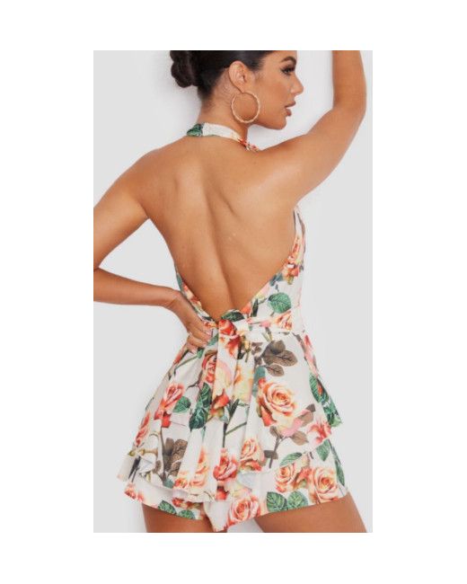 PrettyLittleThing Playsuit 6 PLT New Wrap Long Sleeve Collared Tie Party  Holiday Summer Sexy | Stylemi