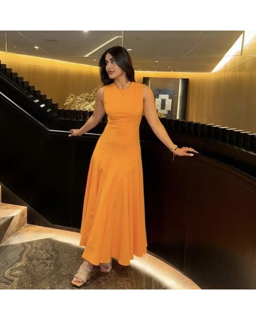 Zara NEW 2024 ZW COLLECTION FLOUNCE MIDI DRESS Small 3006/653 in Orange |  Stylemi
