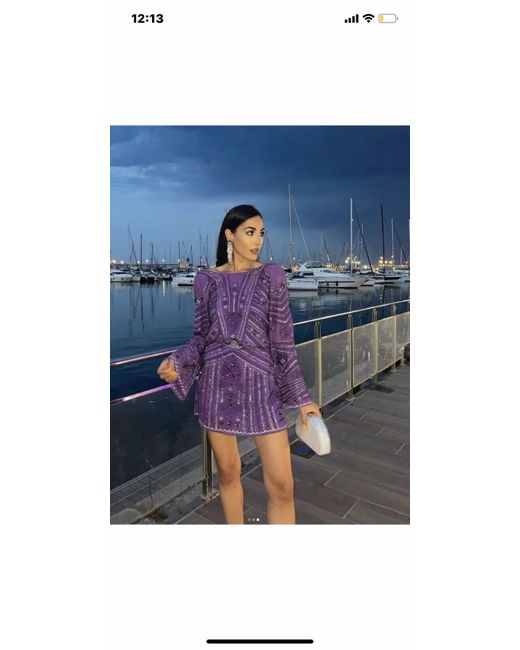 Zara Beaded Tunic Dress M-L in Purple | Stylemi