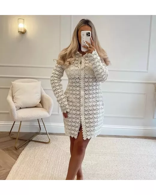 H&M H M Crochet Cream Dress Bnwt Sold Out in Beige | Stylemi