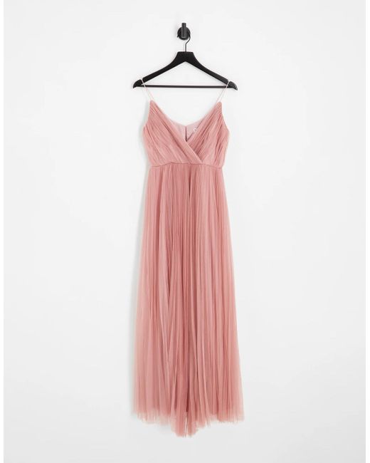 Asos rose bridesmaid/prom maxi cami evening tulle dress 8 UK in Pink |  Stylemi