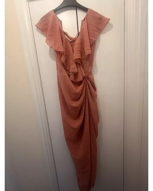 PrettyLittleThing Satin Lace Up Back Midi Dress 14 in Khaki | Stylemi