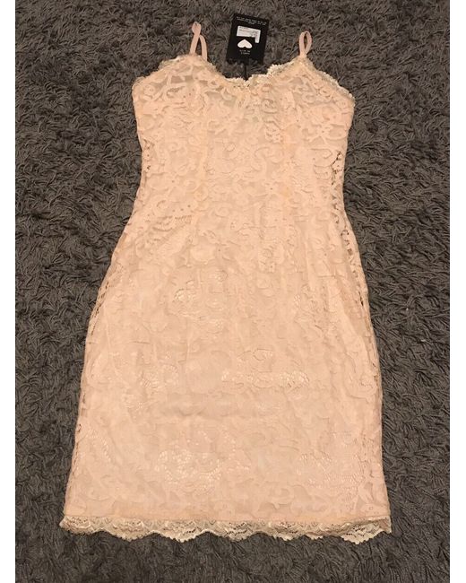 Missguided High Neck Structured Lace Midi Dress Nude UK 10 LN029 AB 04 in  White | Stylemi