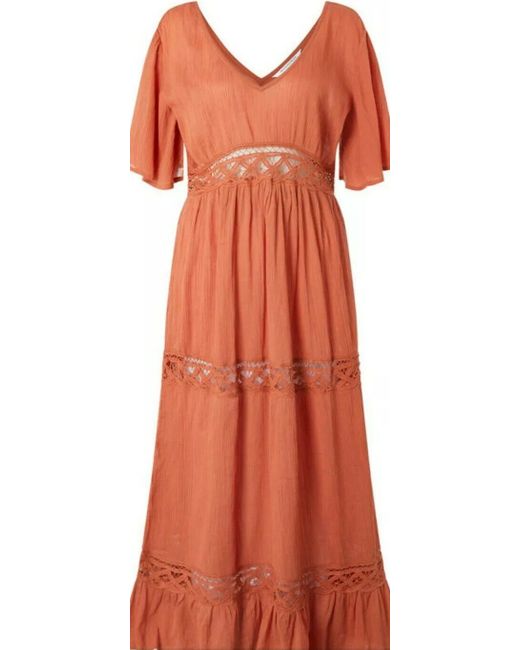 Monsoon Accessorize Beach Lace Insert Maxi Dress UK Small Bnwt in Orange |  Stylemi