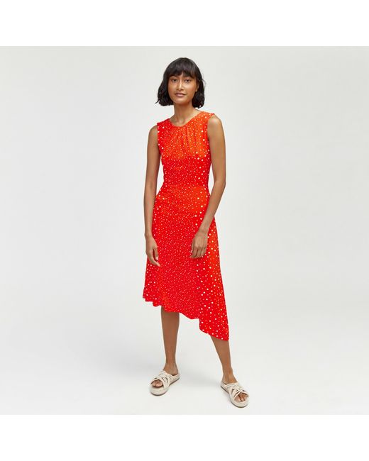 mixed spot midi dress warehouse WAREHOUSE Foil Spot Tiered Midi Dress