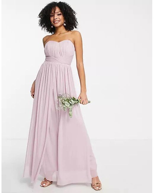 strapless open back dress Maria B Purple Chiffon Dress main image 1
