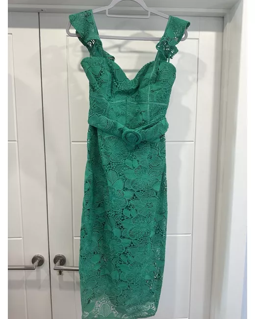 Lipsy London Dress UK 12 Navy Lace Keyhole Pencil Midi Evening BNWT in Blue  | Stylemi