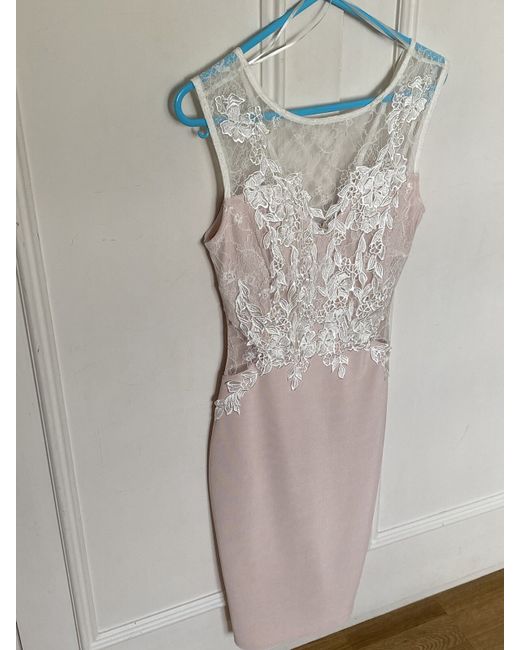 Lipsy New 6 Michelle Keegan Nude Blush Foil Lace applique maxi Prom dress |  Stylemi