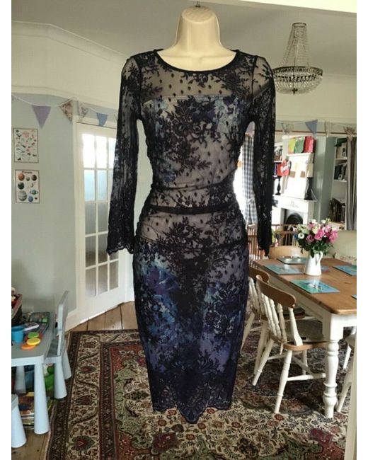 knee length dresses for ladies Phase Eight Blue Lace Women's Dress Mother of Bride UK 12- Womenswear