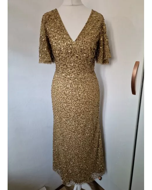 damas dresses red and gold Gold Sequin Long Sleeve Backless Mini Dress – éloges