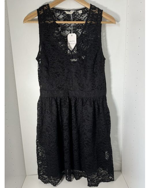 jack wills black lace dress Jack Wills collared lace minidress (size 4)