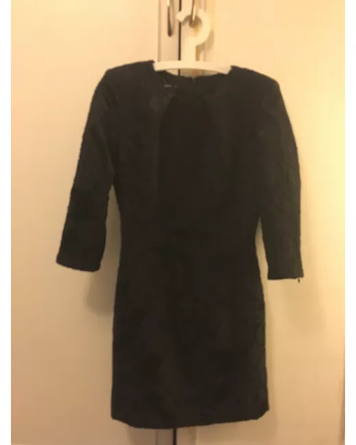 Mango Embroidered Long Sleeve Dress S in Black | Stylemi