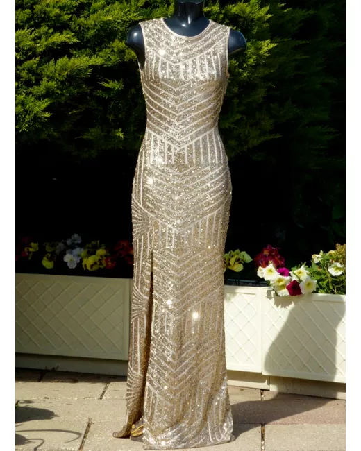 green emerald velvet dress Rose Gold Sequin Maxi Dress – Girl Meets Dress main image 1