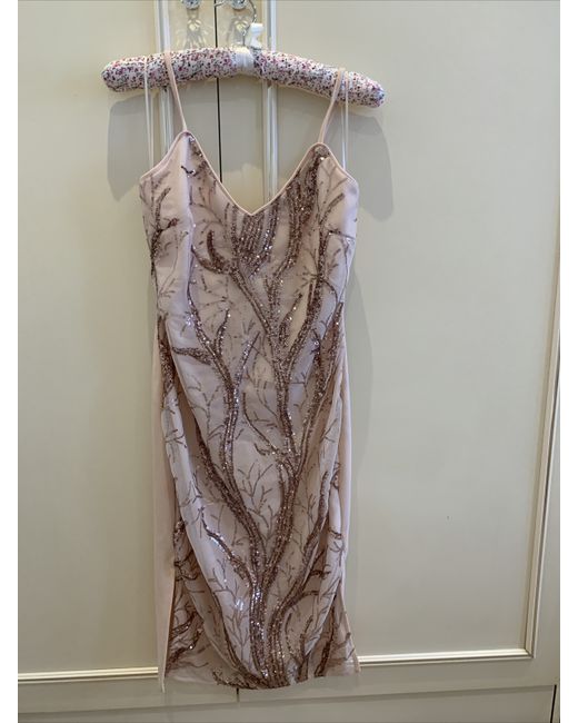 Quiz Gold Sequin Strappy Split Dress Uk 12 Bnwt in Black | Stylemi