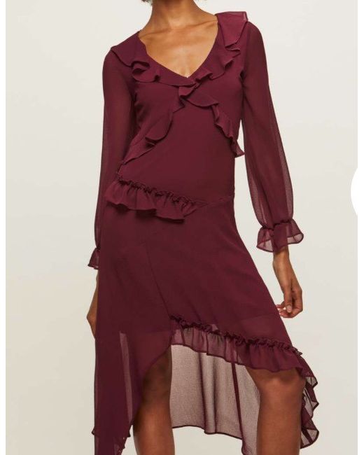 Miss Selfridge Frill Midi Dress in Black | Stylemi