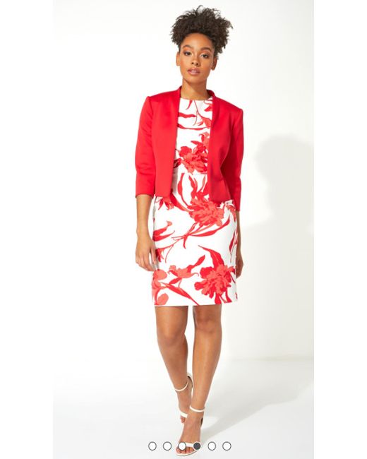 Roman Red White Dress 10 Wedding Guest Occasion Floral | Stylemi