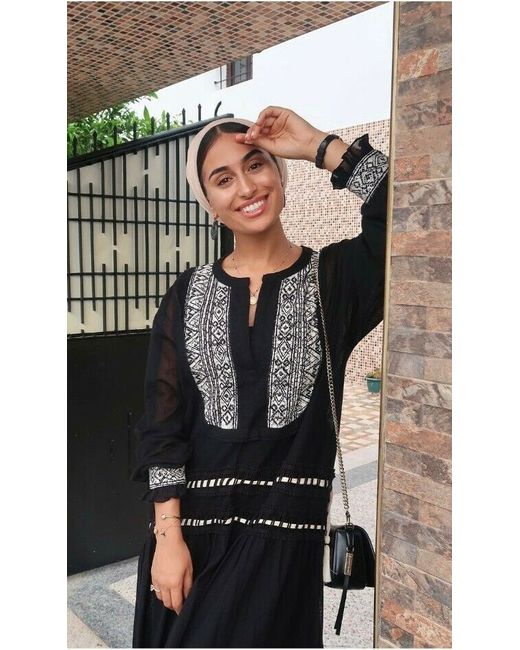 Zara Short Kaftan Dress Embroidered Linen Blend Summer Tunic L Ecru Boho in  Green | Stylemi