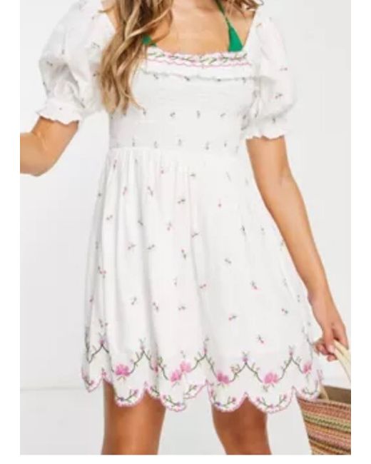sachin and babi light blue dress River Island | River Island corset floral embroidered top set in white main image 1