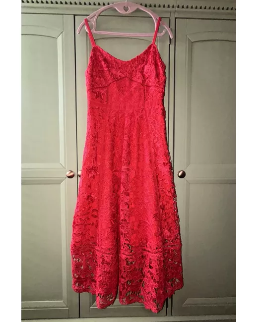 knee length dresses for ladies White | Sleeveless Lace Applique Midi Dress