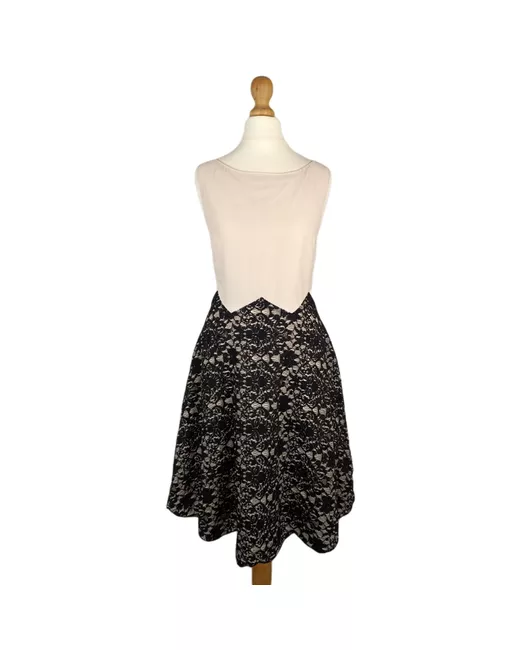 Ted Baker Dress 12 Black Ivory Skater Lace Skirt Sleeveless Occasion in  White | Stylemi