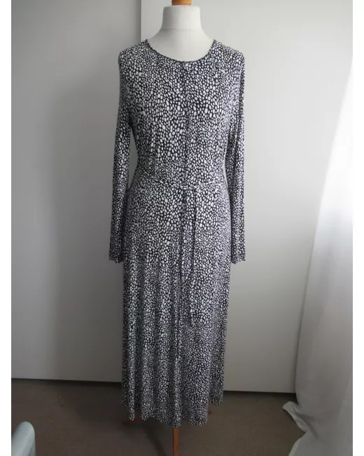 Boden Maxi Dress Black Jersey Peasant Balloon Sleeve Boho Chic 16 in Floral  | Stylemi