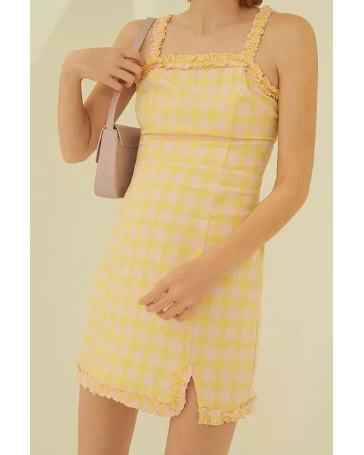 yellow linen short dress Dainty Romantic Linen Mini Dress Yellow