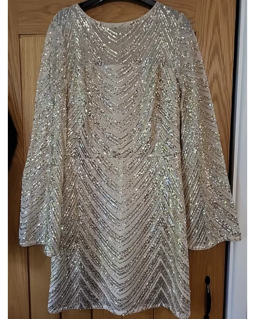Lipsy Sequin Dress 10 Gold NWT in Golden | Stylemi