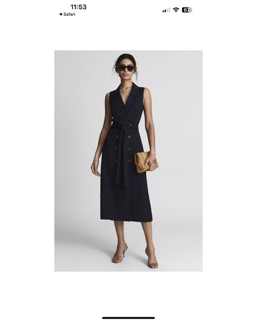 knee length dresses for ladies Rent Reiss Navy Lace Wrap Midi Dress