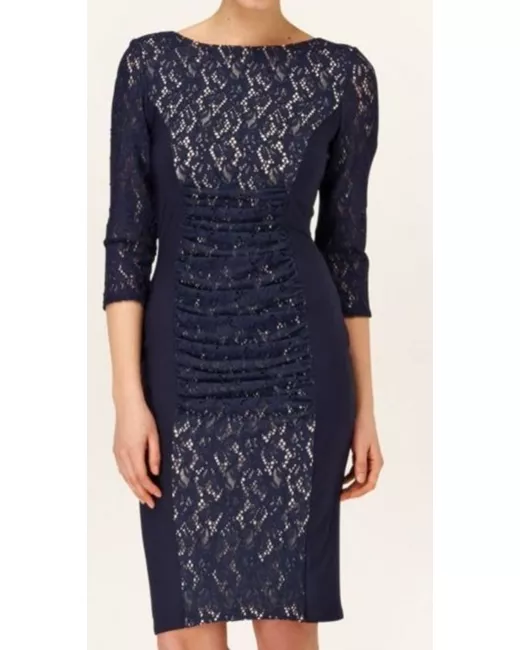 self portrait star lace dress Self Portrait UK10 Black/Navy Lace Dress with Layered Skirt – FADVault main image 0