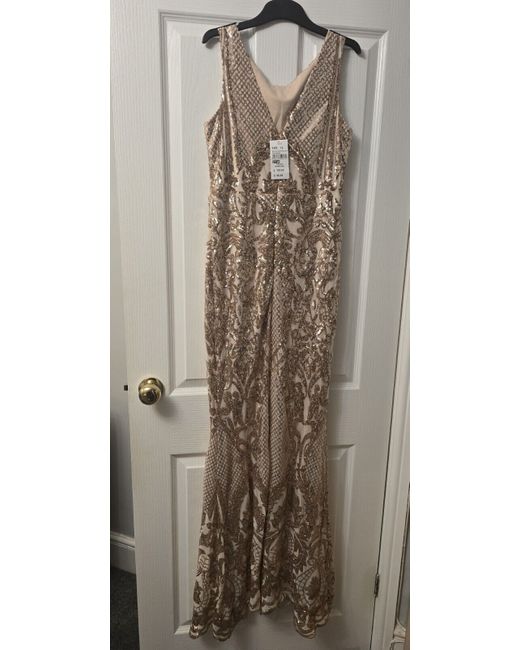 Quiz Gold Sequin Strappy Split Dress Uk 12 Bnwt in Black | Stylemi