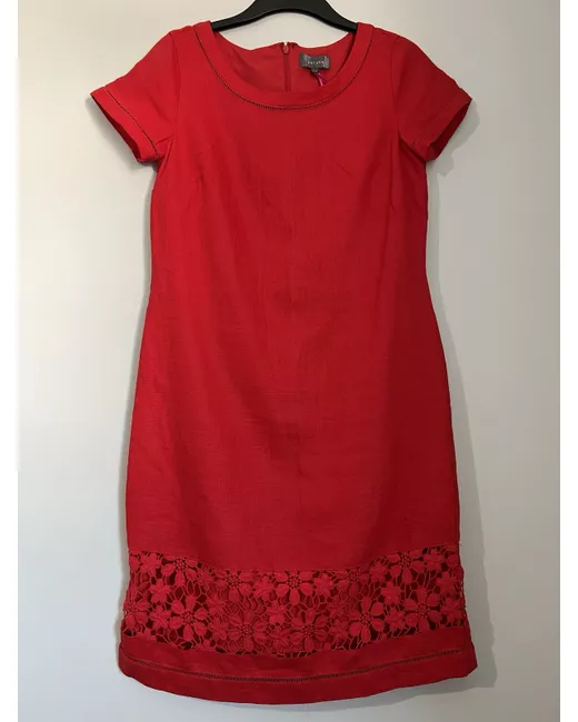 short sleeved linen dress The Linen Short-Sleeve Scoop Midi Dress main image 0