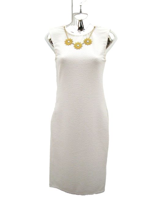 Atmosphere Bodycon Knee Length Sleeveless Dress Necklace Set NEW in White |  Stylemi