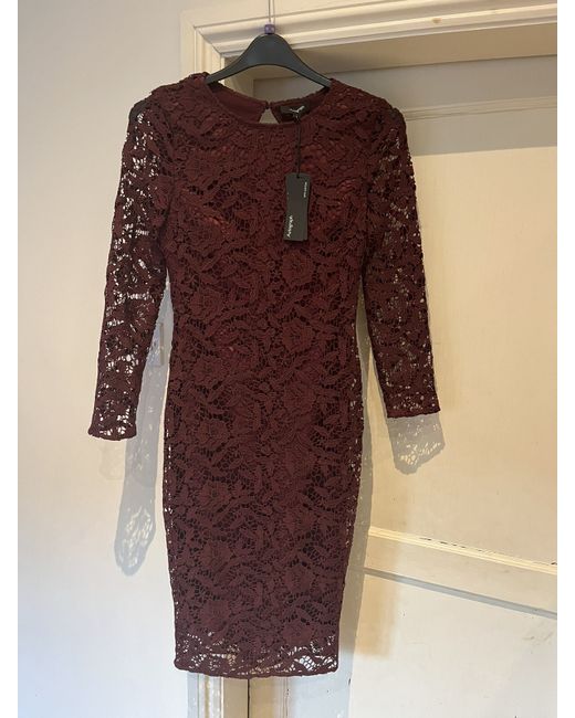 Autograph Wiggle Pencil Lace Dress Burgundy 8 BNWT in Red | Stylemi