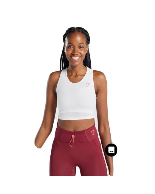 Gymshark Ribbon Capped Sleeve Crop Top Womens Size XS Slate