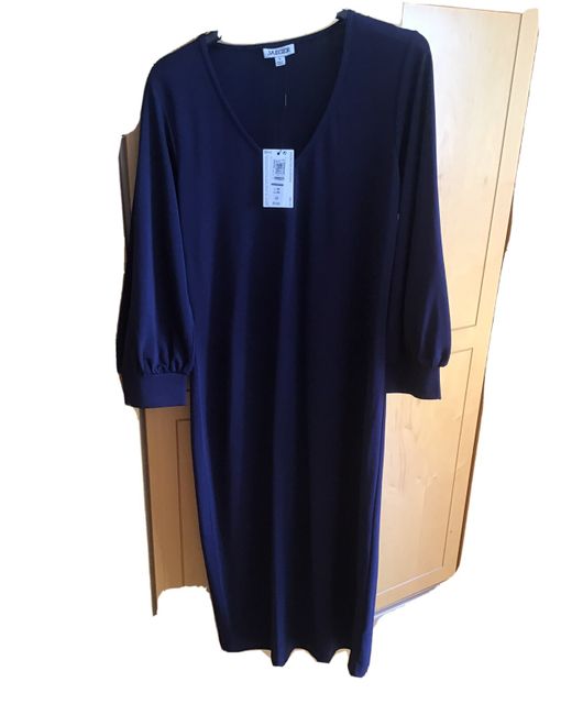 Jaeger BNWT Navy Midi Front Zip Dress 16 Blouse Not Included L47 in Blue
