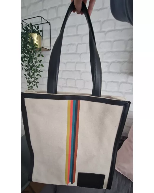 Paul Smith Leather The Swirl Tote Bag Blue And Multi Stripes in